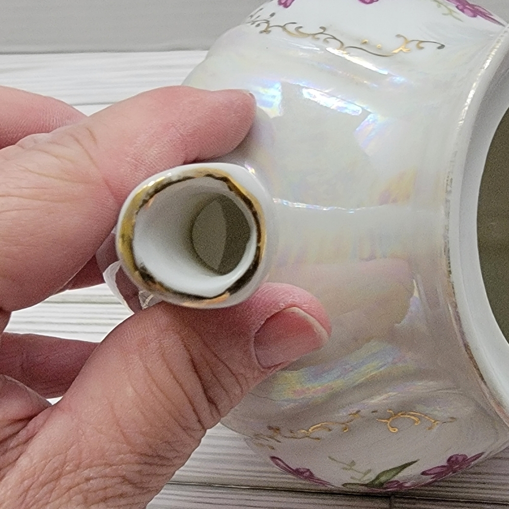 Royal Sealy Lusterware Tea Pot Purple Flowers Gold Trim No Lid Japan Replacement - Picture 9 of 16
